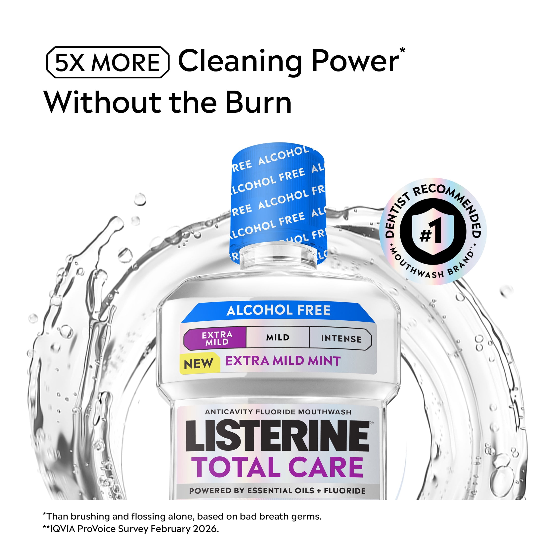 Listerine Total Care Extra Mild Alcohol-Free Anticavity Mouthwash 1L