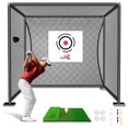 thumbnail image 1 of Jaula de golf YUNIC con marco de acero para patio trasero de 2,4 x 2,4 x 1,5 m, 1 of 7
