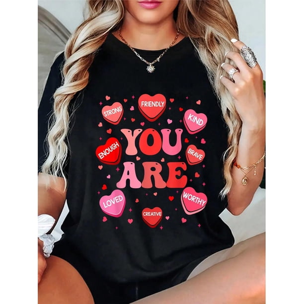 100% Cotton Groovy Heart You Are Valentines Day Heart Womens Mens Kids T-Shirt Tee For Adult, Men, Women, Teen, Teenager, Adolescent, Youth