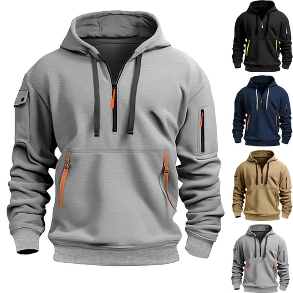 Blekii Men's Printed Half Zip Hoodie, Graphic Pullover Sweatshirt, Fashionable Casual Long Sleeve Top, Soft Comfortable Fabric, Streetwear Style for Daily Outfits, Eye-Catching