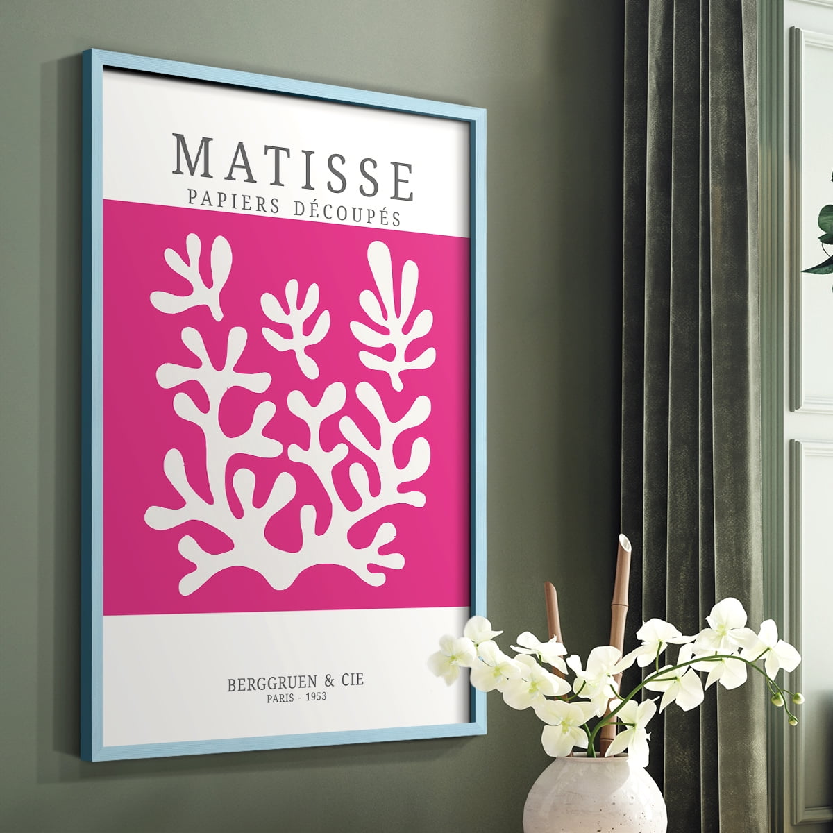 Matisse CDXXVI in Blue Solid Wood Framed Print No Nail Hanging