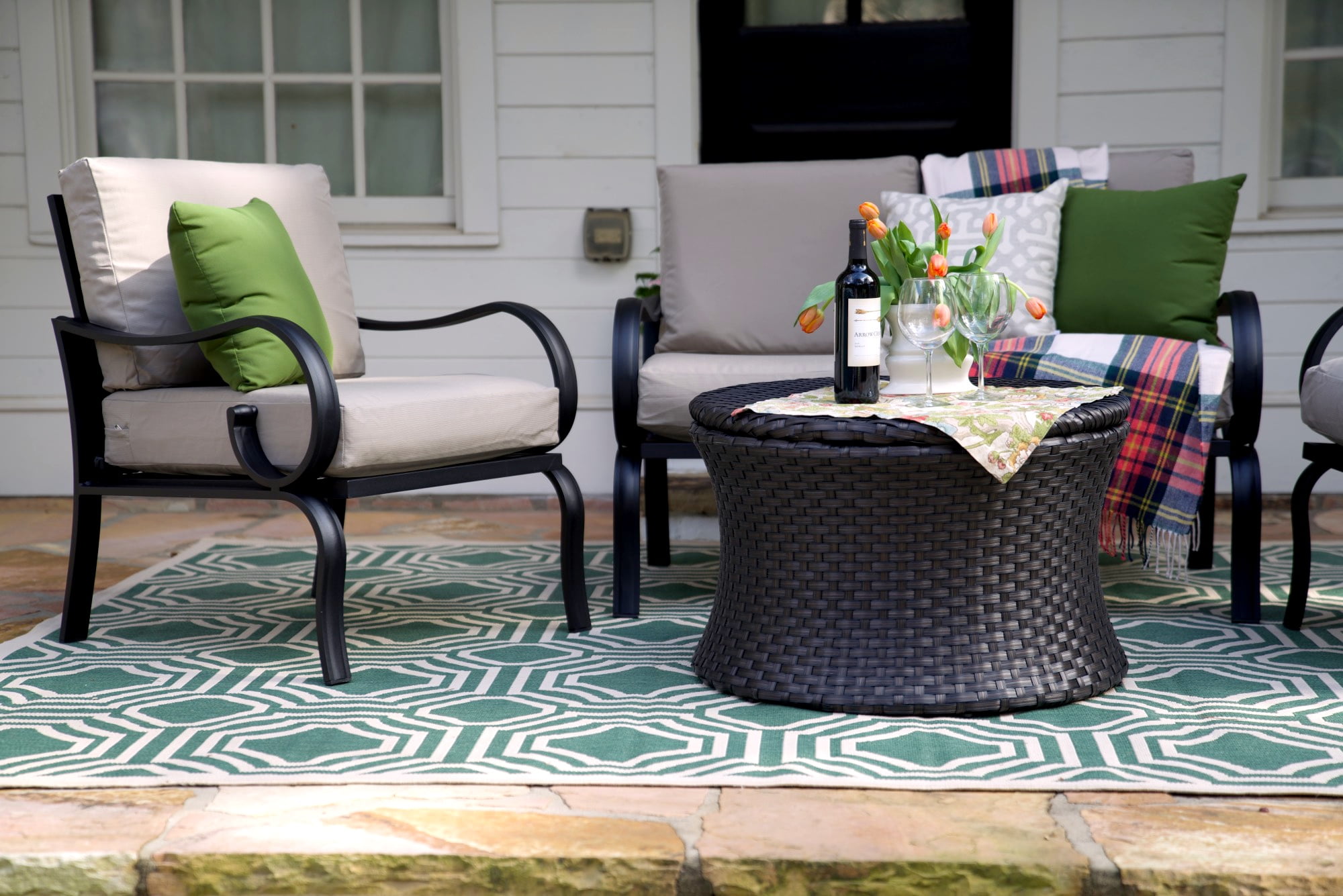 Savannah 4pc Outdoor Wicker Chat Set by SE Brands Inc.
