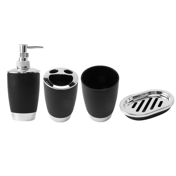 4Pcs/Set Bathroom Suit Set Bathing Accessories Includes Soap Box Cup Toothbrush Holder Soap Dispenser Soap Dish Set Black