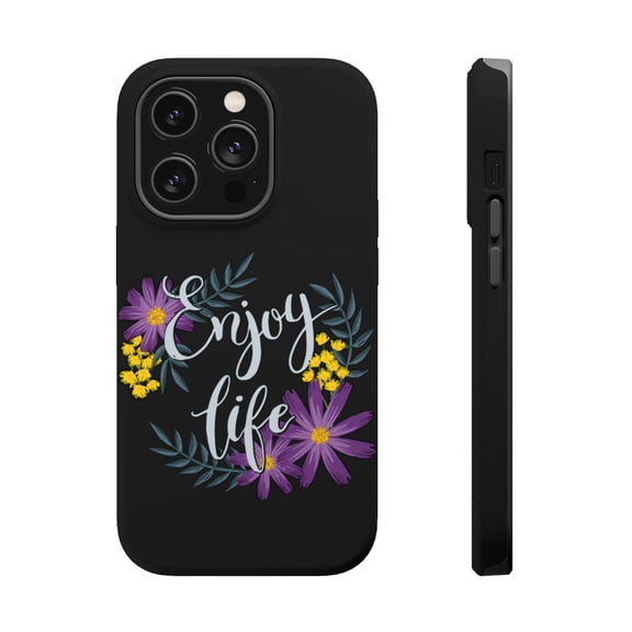 DistinctInk MagSafe Tough Case for Apple iPhone 15 Pro (6.1" Screen) - Enjoy Life - Shockproof Protection