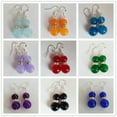 thumbnail image 2 of K-KED Beautiful 8-10mm Multicolor Jade Round Gemstone 925 Silver Hook Dangle Earrings-Blue Aquamarine, 2 of 9
