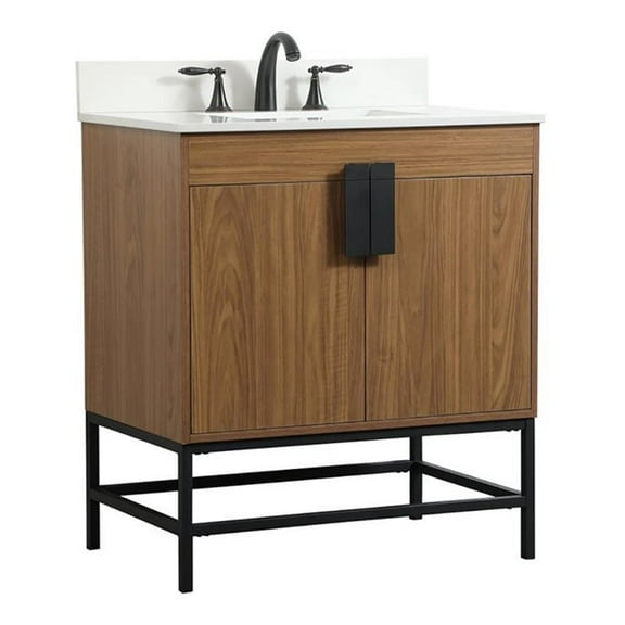 Elegant Decor Eugene 30" Single Bathroom Vanity with Backsplash in Walnut Brown