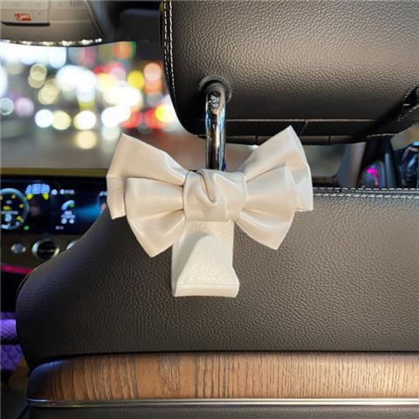 Gancho para respaldo de silla de coche Gancho de cuero con bonito lazo multifunción para almacenamiento de coche pequeño