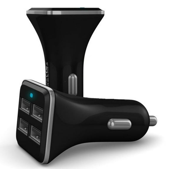 MMOBIEL High-Speed 4-Port USB Car Charger Adapter for Cigarette Lighter – Fast Charging, Black