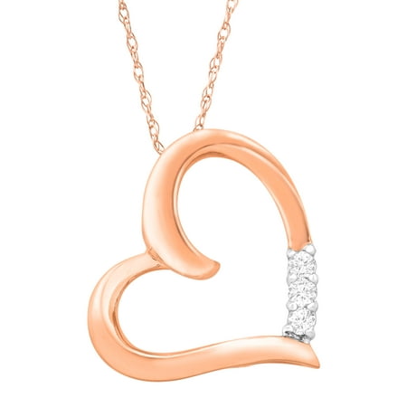 1/10 ct Diamond Open Heart Pendant Necklace in 14kt Rose Gold