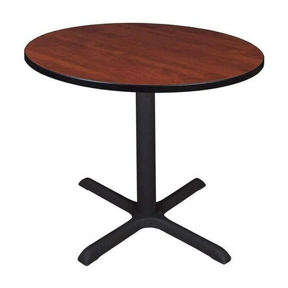 HomeStock Classic Comfort 36" Round Breakroom Table, 36" D x 29" H, Cherry - Ideal Breakroom Furniture for Staff, Lunchroom/Breakroom Table, Hospitality Lounge Furniture