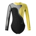 thumbnail image 1 of CHICTRY Kids Girls Long Sleeve Stand Collar Dancewear Hollow Back Shiny Rhinestone Gymnastic Dance Leotard Black-A 12, 1 of 5