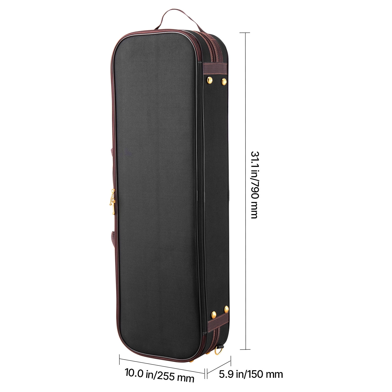 KFFKFF 4/4 Full Size Violin Case, Integrated Hygrometer, Lightweight Travel Carry Bag, Plush Interior, Shoulder Straps, Scratch-Resistant, Oblong Design, for Violin, Black