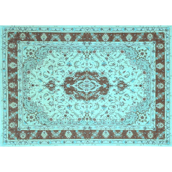 Ahgly Company Indoor Rectangle Persian Light Blue Traditional Area Rugs, 5' x 7'
