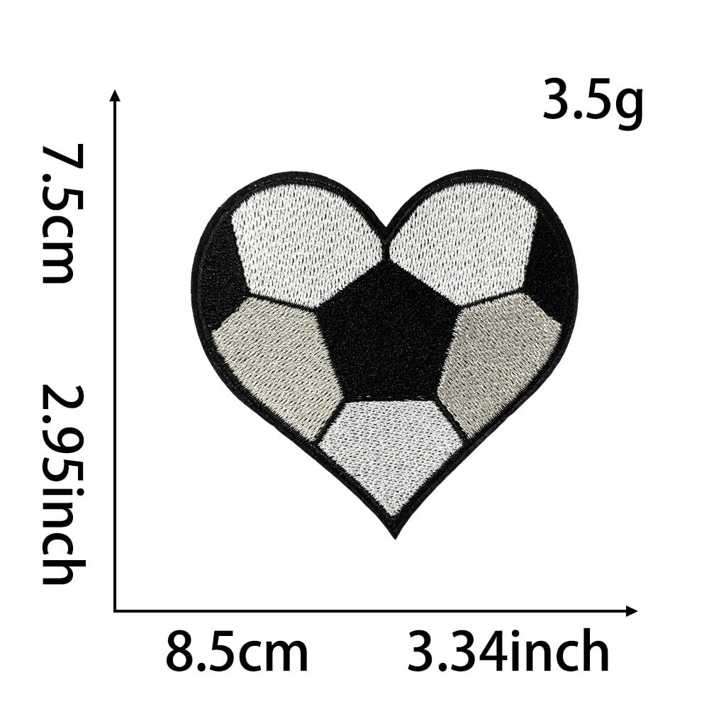 20 Pcs Heart Shaped Balls Iron on Patches, Sports Themed Patches Embroidered for Clothing Jeans Jackets Hats