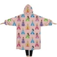 thumbnail image 2 of Oversized Wearable Blanket Hoodie,Colorful Princess Pattern Sherpa Blanket Hoodie with Super Pockets,Super Warm Fuzzy Pullover for Women & Men, 2 of 6