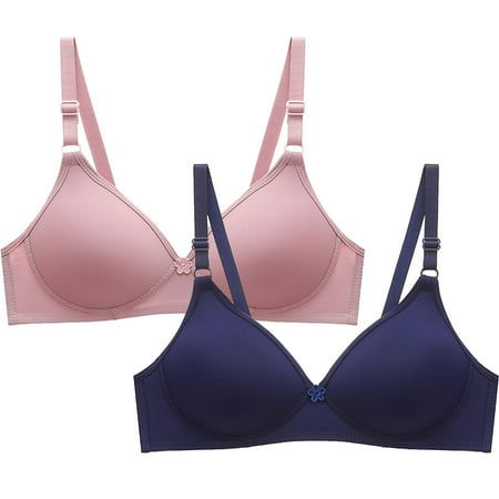 Blczomt Nursing Womens Bra Comfort No Underwire Lightly Lined Pink 2PC Bra