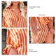 thumbnail image 5 of Camisa con cuello en V para mujer, blusa holgada informal de manga larga con cuello vuelto, Tops con bolsillo para citas, 5 of 6