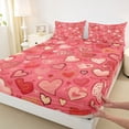 thumbnail image 3 of Castle Fairy Red Love Heart Print 4 Pieces Queen Sheet Sets for Female Men,Romantic Couple Lover Ultra Soft Flat Sheet,Happy Valentine's Day Queen Fitted Sheet,Breathable Home Decor, 3 of 7