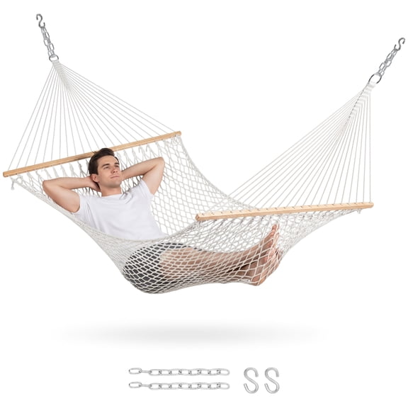 Bliss Hammocks 2-Person Polyester Rope Camping Hammock With Spreader Bar, 80 x 60 in