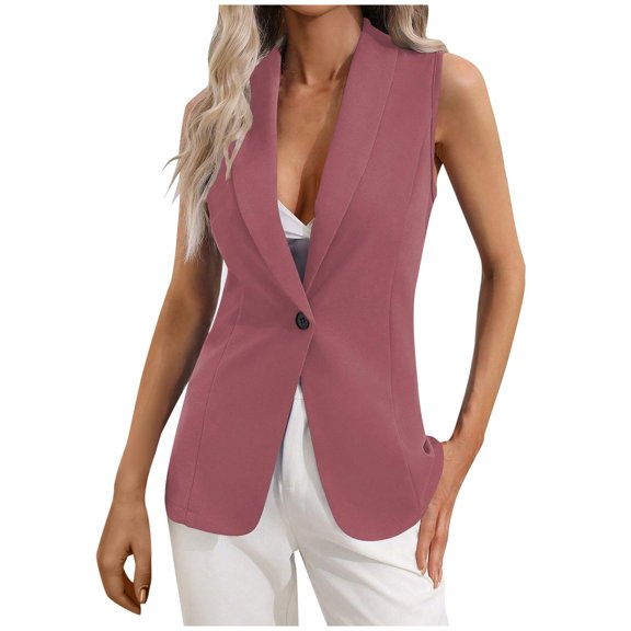 MIASHUI Women's Fashion Solid Color Button Sleeveless Cardigan Jacket Crew Neck Lightweight Summer Coat Purple,S