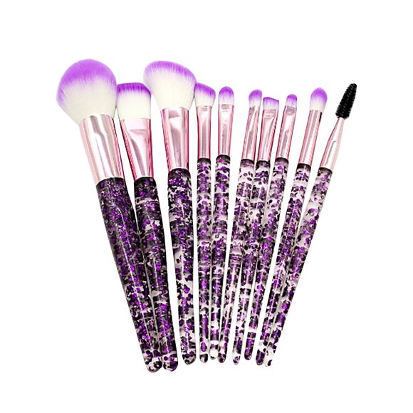 Juego de brochas de maquillaje HUOGUO, portátil, 10 unidades, con base y sombra de ojos