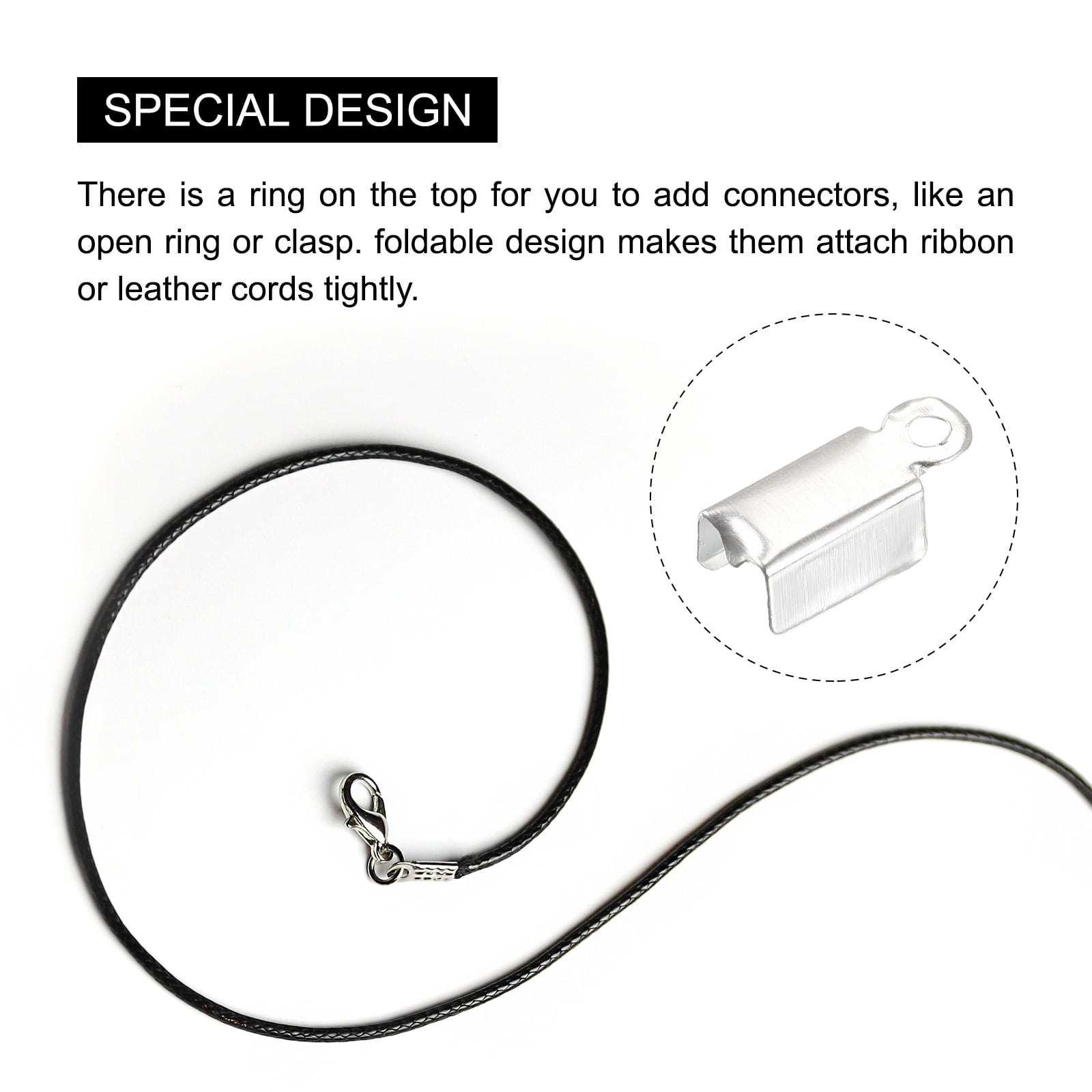 Unique Bargains Fold Over Cord Ends Terminators Crimp Cap Clasp Tips for Craft 4.5x11mm