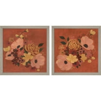 Great Art Now Burnt Orange Bouquet by Grace Popp, 2 Piece Framed Art Set Each 13"W x 13"H