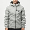 thumbnail image 4 of Zynoxe Mens Rain Jackets Outdoor Lightweight Waterproof Drawstring Hood Long Sleeve Rain Coat with Pockets Casual Windbreaker for Hiking Travel Gray L, 4 of 5