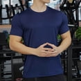 thumbnail image 4 of Mens Short Sleeve Muscle T-Shirt Bodybuilding Athletic Training Tee, Muscle Fit Crew Neck Fitness Top, Quick Dry 4-Way Stretch Performance Base Layer Solid Color, 4 of 7