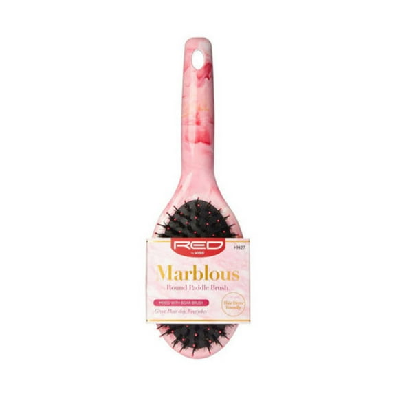 KISS - RED MARBLOUS BOAR ROUND PADDLE BRUSH