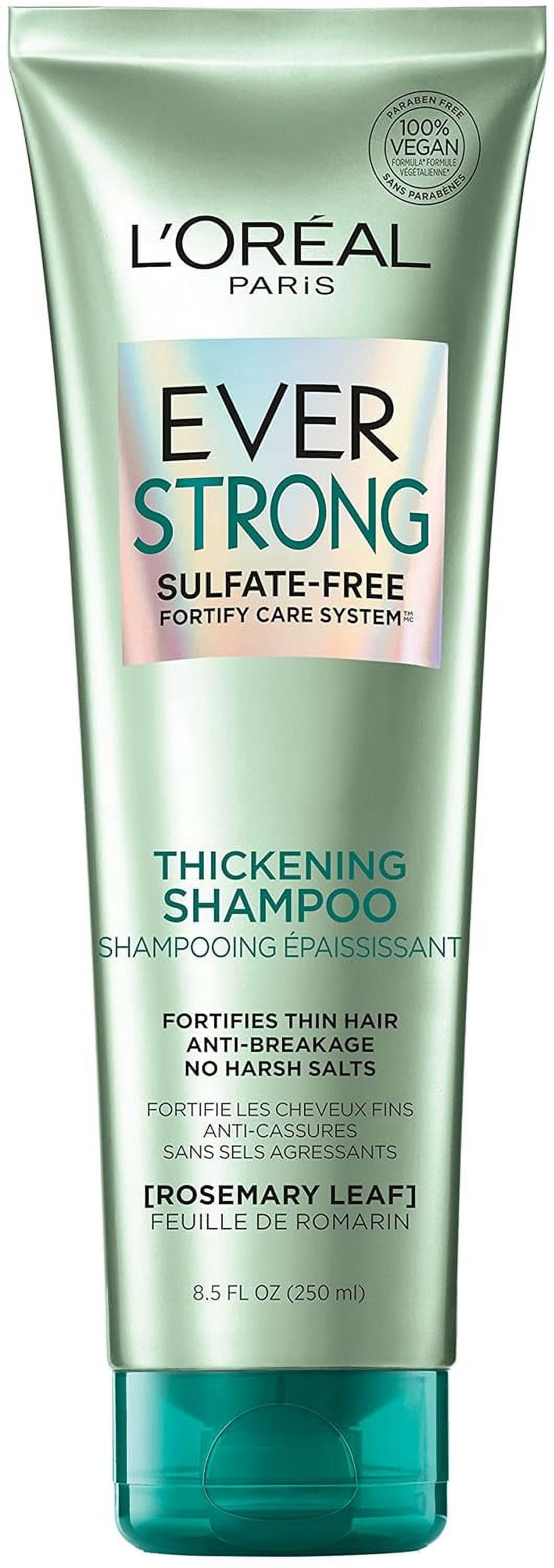 L'Oreal Paris EverStrong Thickening Sulfate Free Shampoo, Thickens + Strengthens, For Thin, Fragile Hair, with Rosemary Leaf, 8.5 Ounces (Packaging May Vary)
