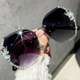 thumbnail image 3 of Gafas de sol Qarigey Elegantes con diamantes de imitación mujer lentes rosa, 3 of 6