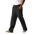 thumbnail image 5 of Dwelliawo Men's Baggy Pants Elastic Waist Straight Leg Workout Pants Athletic Lounge Loose Sweatpants with Pocket Drawstring Lightweight Pant Black L, 5 of 7