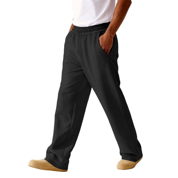 Men's Lightweight Sweatpants Open Bottom Sweat Pants for Men Straight Leg Gym Sweatpants Lounge Pants with Pockets Black 3XL