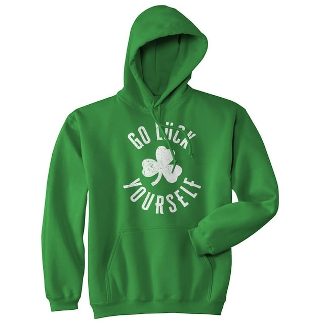 Chandail à Capuchon « Go Luck Yourself » Drôle St Patricks Day Parade Slogan Offensant Graphique Nouveauté (Vert Chiné) - TTG
