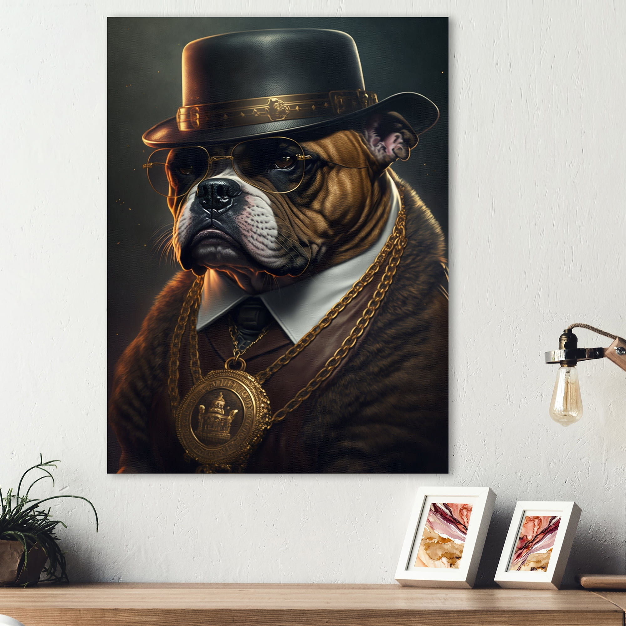 Designart Mafia English Bulldog I Canvas Wall Art