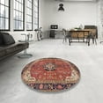 thumbnail image 3 of Ahgly Company Indoor Round Traditional Saffron Red Medallion Area Rugs, 3' Round, 3 of 6
