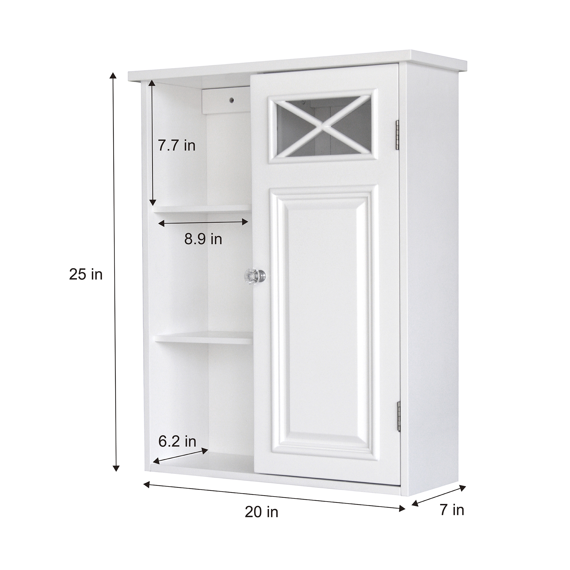 Teamson Home Dawson Removable Wooden Wall Cabinet with Cross Molding, White - image 5 of 7