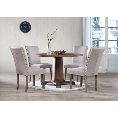 Best Master Furniture Carey 5 Pcs Antique Natural Oak Round Dining (Best Price Oak Furniture)