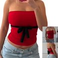 thumbnail image 2 of Women Tube Tops Summer Casual Bandeau Tanks Top Casual Strapless Blouses Off The Shoulder Tunic Shirts White L, 2 of 4
