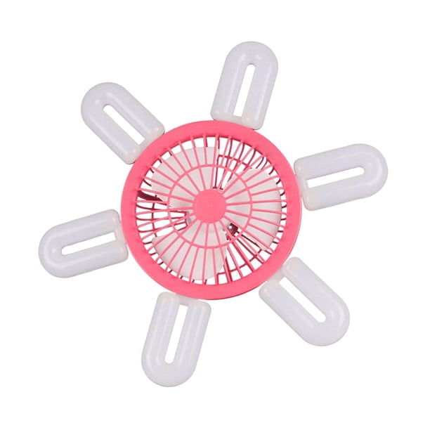 Lámpara de ventilador con casquillo E27, pequeña lámpara de ventilador de techo para sala de estar, balcón y dormitorio. Rosa