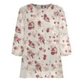 thumbnail image 5 of Wangmeiwg Womens Casual Floral printed O-Neck Loose 3/4 Sleeve Chiffon Blouse Tops Swim Tops, 5 of 7