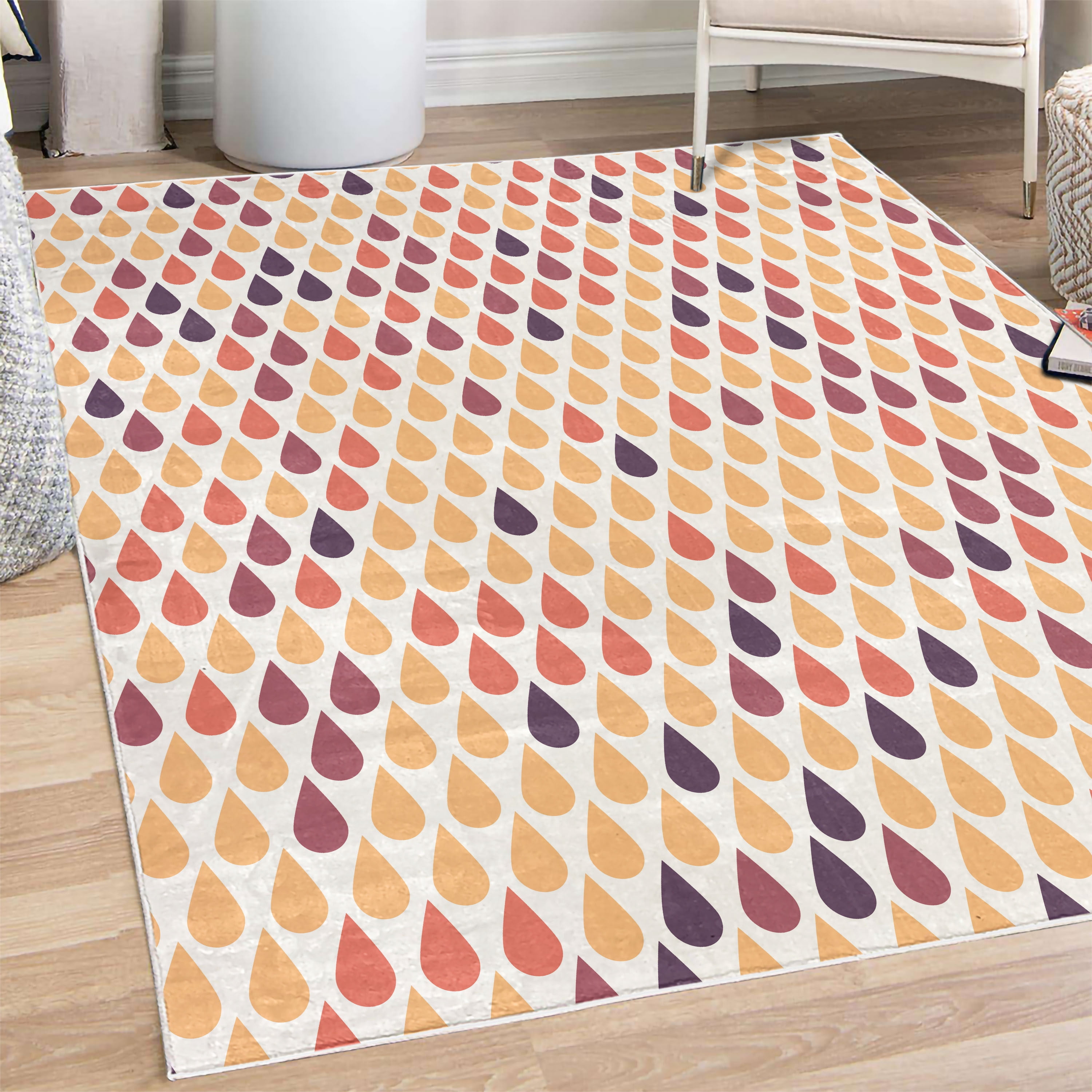 Nature Decorative Rug, Repeated Minimalist Rain Drops Splashes Tears of ...