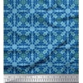 thumbnail image 1 of Soimoi Green Poly Georgette Fabric Tiles Moroccan Print Fabric by Yard 52 Inch Wide, 1 of 3
