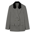 thumbnail image 3 of Tqcoqu Women's Contrast Lapel Double Breasted Blazer,Padded Shoulder Long Sleeve Open Front Suit Jacket,2026 Spring Fall Trendy Clothes,Gray Women's XS-XXL, 3 of 8