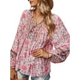 thumbnail image 2 of LilyLLL Womens Long Sleeve Boho Floral Tunic Tops Plus Size Blouse Shirt, 2 of 3