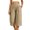 Khaki, variant on Women's Pleated Wide Leg Capri Culotte Pants Elastic High Waist Textured Lightweight Wrinkle Resistant Casual Fit Gray XXL