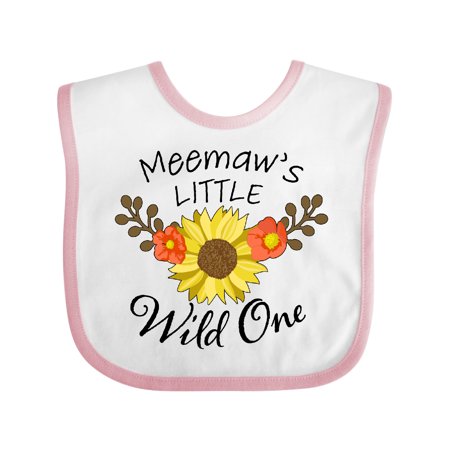 

Inktastic Meemaw s Little Wild 1 with Beautiful Sunflower Gift Baby Boy or Baby Girl Bib
