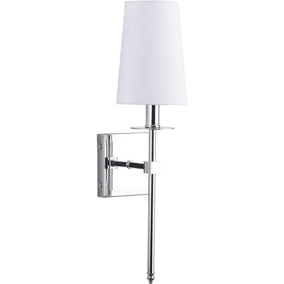 GUSTELL Chrome Wall Sconce Wall Lighting with White Fabric Shade Modern Bathroom Wall Sconces Bedroom Wall Lamp and Hallway Wall Light Fixtures Indoor Wall Sconce, UL Listed