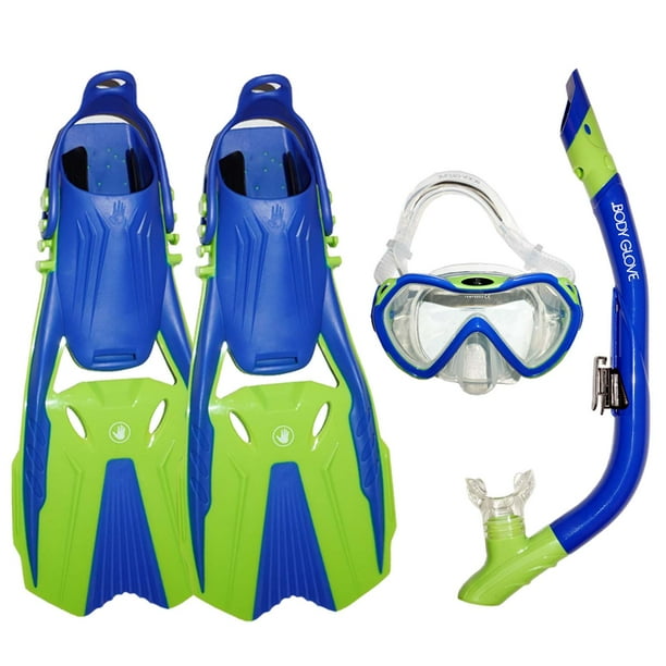 Body Glove Grape Mask Fins and Snorkel Set for Snorkeling, Diving, and
